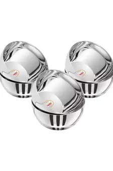 JAGGERY Stainless Steel Heavy Apple Bowl/ Vati/ Wati/ Katori  set of 6pcs  Capacity  350ml dia  11cm height  5 5 cm