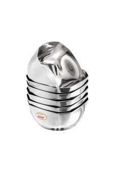 JAGGERY Steel Double Square Bowl/Octagon Vati/ Wati/ Katori  set of 6pcs  Capacity  200ml dia  9cm height  4 4cm