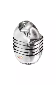 JAGGERY Steel Double Square Bowl,Octagon Vati,Katori Set of 6pcs (Capacity-260ml,Dia-10cm,height-5cm)