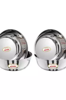 JAGGERY Stainless Steel 600ml  Katora Set  Big Bowl ( Pack Of 4) Rust Proof Useful as Mixing Bowl or Serving Donga