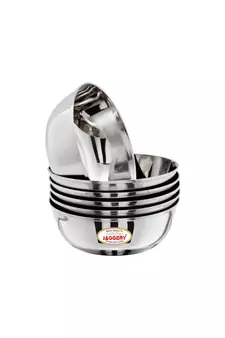 JAGGERY Stainless Steel Katora Set Big Bowl-700ml ( Pack Of 6) Rust Proof Useful as Mixing Bowl or Serving Donga