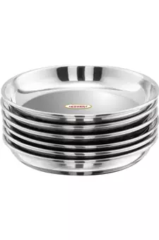 JAGGERY Steel Halwa Plate Snacks Plate Dessert Plate Sweet Set Of 6(Capacity-100ml,Dia-11cm,Height-2cm)