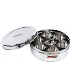JAGGERY Stainless Steel Masala (Spice) Box, Dabba (Dia- 7.1inch or18cm,Height-2.8Inch or 7cm)