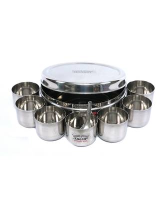 JAGGERY Stainless Steel Masala (Spice) Box, Dabba (Dia- 7.1inch or18cm,Height-2.8Inch or 7cm) 2