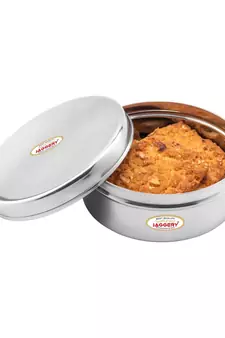 JAGGERY  Steel Container Useful as Tiffin or Lunch Pack /Steel Puri Dabba Set Of 3pcs Capacity  210ml 300ml 450ml
