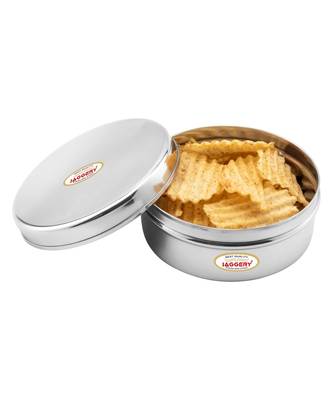 JAGGERY  Steel Container Useful as Tiffin or Lunch Pack /Steel Puri Dabba Set Of 3pcs Capacity  210ml 300ml 450ml 3