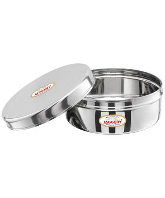 JAGGERY  Steel Container Useful as Tiffin or Lunch Pack /Steel Puri Dabba Set Of 3pcs Capacity  210ml 300ml 450ml 5