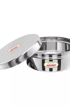 JAGGERY  Steel Container Useful as Tiffin or Lunch Pack /Steel Puri Dabba Set Of 3pcs Capacity  210ml 300ml 450ml