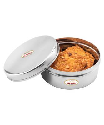 JAGGERY Stainless Steel Container Useful as Tiffin or Lunch Pack / Steel Puri Dabba Set Of 1pc Capacity  650ml 1