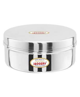 JAGGERY Stainless Steel Container Useful as Tiffin or Lunch Pack / Steel Puri Dabba Set Of 1pc Capacity  650ml 2