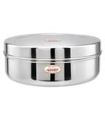 JAGGERY  Steel Heavy Mirror Finished Papad Dabba/Multi Purpose Container Dia  22cm Height  9cm Capacity  1850ml