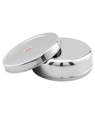 JAGGERY  Steel Heavy Mirror Finished Papad Dabba/Multi Purpose Container Dia  22cm Height  9cm Capacity  1850ml 3