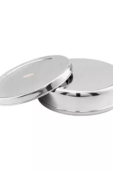 JAGGERY  Steel Heavy Mirror Finished Papad Dabba/Multi Purpose Container Dia  24cm Height  9cm Capacity  2200ml