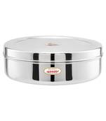 JAGGERY  Steel Heavy Mirror Finished Papad Dabba/Multi Purpose Container Dia  26cm Height  9cm Capacity  2500ml