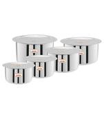 JAGGERY Round Bottom Patila, Bhagona, Tope With Lid, Capacity -1 Ltr to 3 Ltr (pack Of 5)