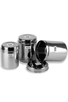 JAGGERY Stainless Steel Vertical Canisters Storage Containers Pack of 3Pcs Dabba Set (250ml, 350ml, 450ml)