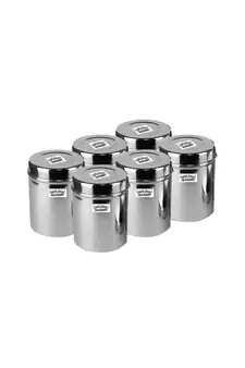 JAGGERY Stainless Steel Tall Container Ubha Dabba (Set of 6) (Dia-8cm, Height-11cm,Capacity-350 ml)