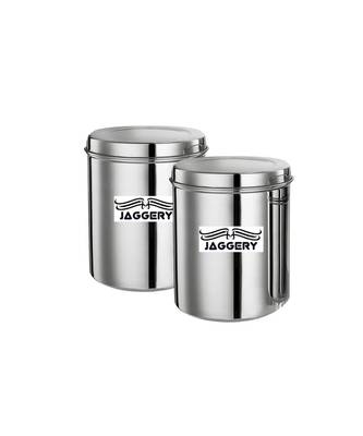 JAGGERY Stainless Steel Tall Container Ubha Dabba Set of 2(Capacity-2 Litre)   1