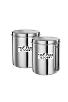 JAGGERY Stainless Steel Tall Container Ubha Dabba Set of 2(Capacity- Two and Half Litre)