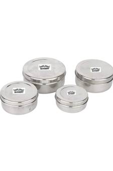 JAGGERY Steel Step Lid Container 4 Pcs Set (Capacity-200ml,300ml, 450ml,650ml)