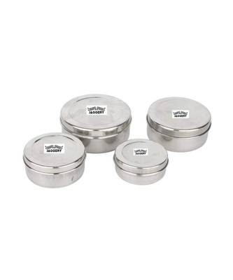 JAGGERY Steel Flat Lid Container 4 Pcs Set (Capacity-200ml,300ml,450ml,650ml) 2