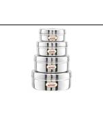 JAGGERY Steel Flat Lid Container 4 Pcs Set (Capacity-200ml,300ml,450ml,650ml)
