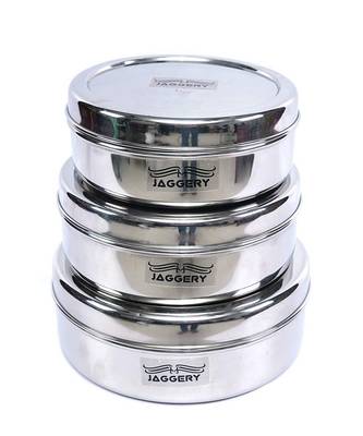 JAGGERY Stainless Steel Container 3 Pcs Set (Capacity- 800ml,1000ml,1300ml) 1