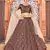 Deep maroon Metallic Foil Printed taffeta-silk semi stitched lehenga