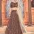 Deep maroon Metallic Foil Printed taffeta-silk semi stitched lehenga