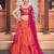 Orange shibori printed with sequins cotton semi stitched lehenga