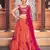 Orange shibori printed with sequins cotton semi stitched lehenga