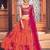 Orange shibori printed with sequins cotton semi stitched lehenga