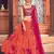 Orange shibori printed with sequins cotton semi stitched lehenga