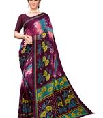 Dark purple printed georgette saree with blouse