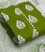 VredeVogel Green Cotton slub printed Unstiched Dress Materials