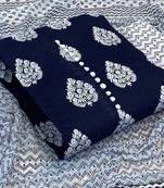 VredeVogel Navy blue Cotton slub printed Unstiched Dress Materials