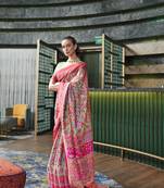 Pink woven banarasi saree with blouse