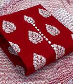 VredeVogel Red Cotton slub printed Unstiched Dress Materials