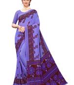 Purple printed georgette saree with blouse