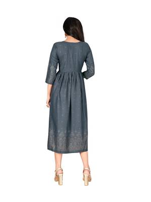Grey printed cotton ethnic-kurtis 2