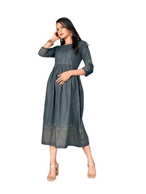 Grey printed cotton ethnic-kurtis 4