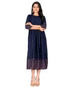 Navy-blue printed cotton ethnic-kurtis