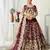 Wine Badla Worked net Semi Stitched bridal lehenga
