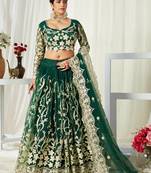  Green Badla Worked Net Party Wear Lehenga Choli