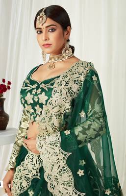  Green Badla Worked Net Party Wear Lehenga Choli 2