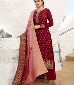 Red embroidered silk salwar