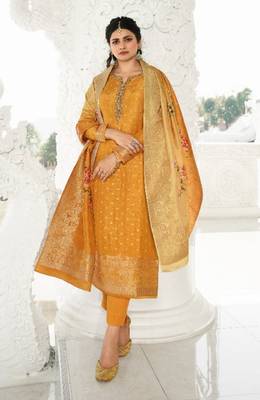 Yellow embroidered silk salwar 1