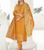 Yellow embroidered silk salwar