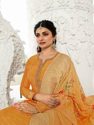 Yellow embroidered silk salwar 2