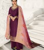 Purple embroidered silk salwar